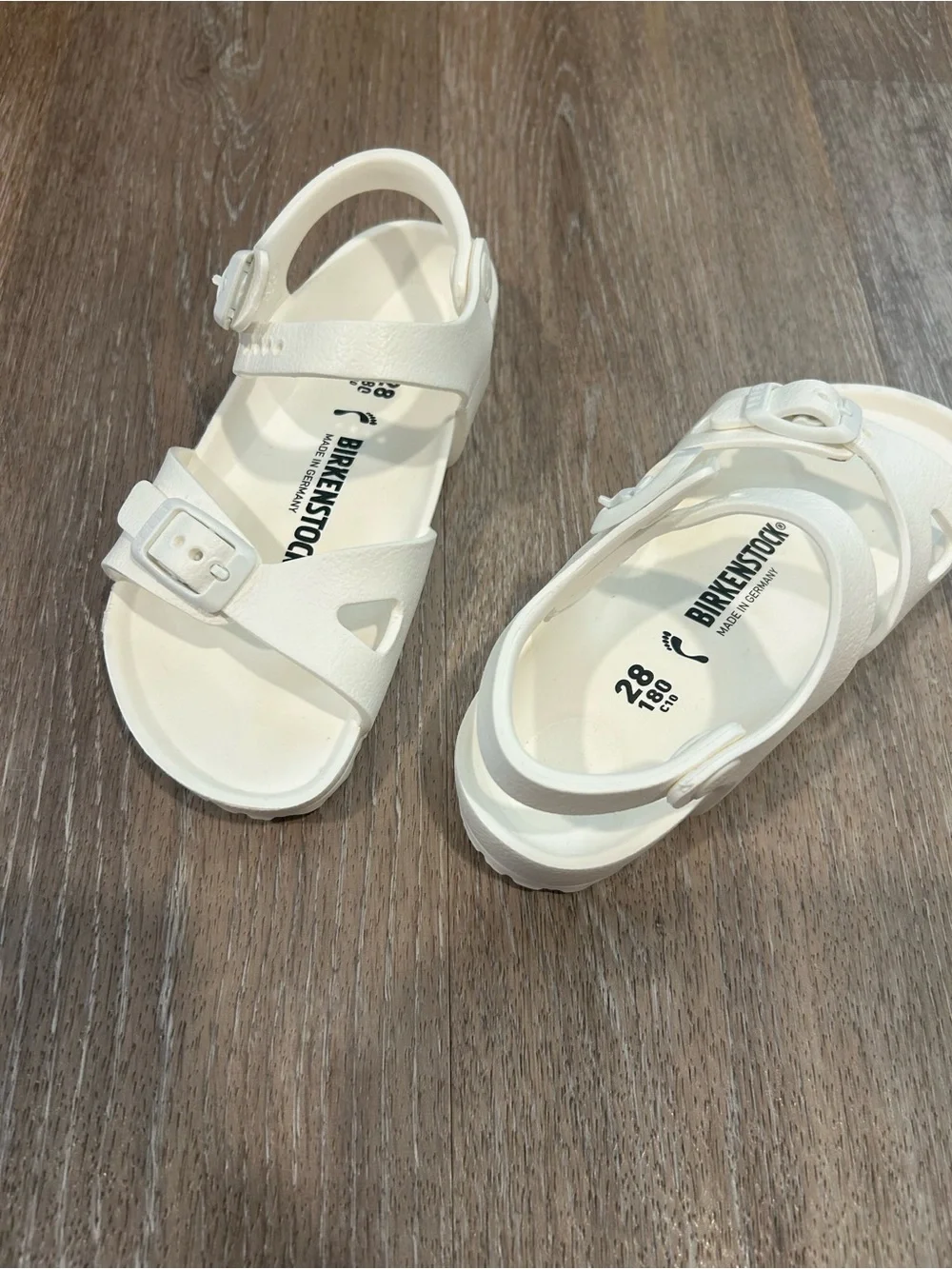 Birkenstock Kids White Adjustable Strap Sandals 29